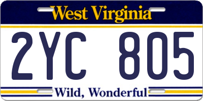 WV license plate 2YC805