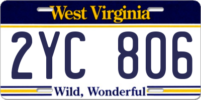 WV license plate 2YC806