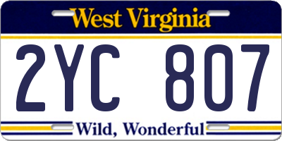 WV license plate 2YC807