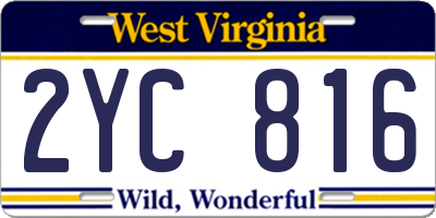WV license plate 2YC816