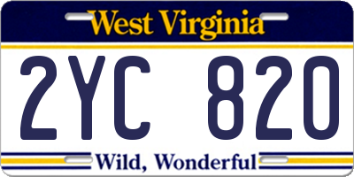 WV license plate 2YC820