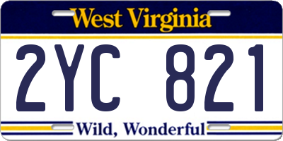 WV license plate 2YC821