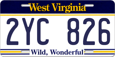WV license plate 2YC826