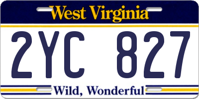 WV license plate 2YC827
