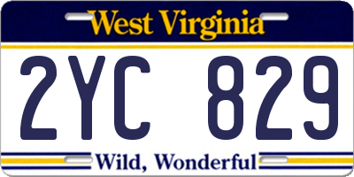 WV license plate 2YC829
