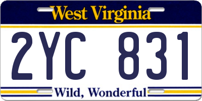 WV license plate 2YC831
