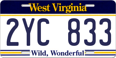 WV license plate 2YC833