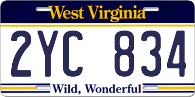 WV license plate 2YC834