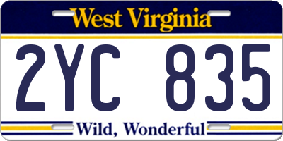 WV license plate 2YC835