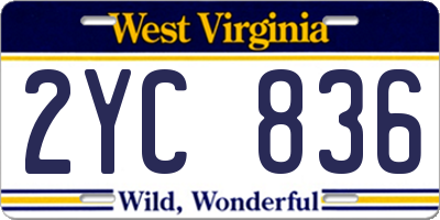 WV license plate 2YC836