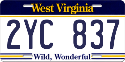 WV license plate 2YC837