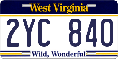 WV license plate 2YC840
