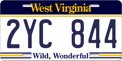 WV license plate 2YC844