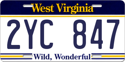 WV license plate 2YC847