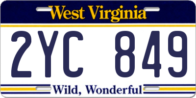 WV license plate 2YC849