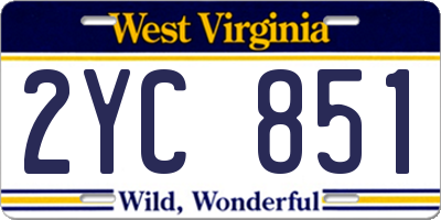 WV license plate 2YC851