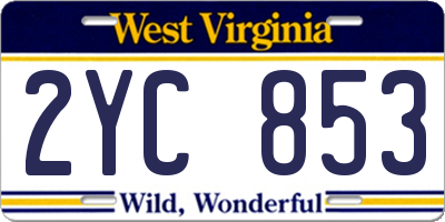 WV license plate 2YC853
