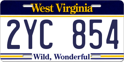 WV license plate 2YC854