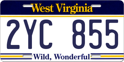WV license plate 2YC855