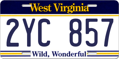 WV license plate 2YC857