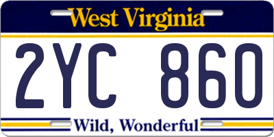 WV license plate 2YC860