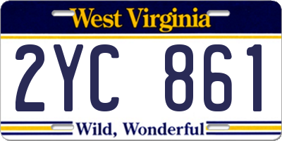 WV license plate 2YC861