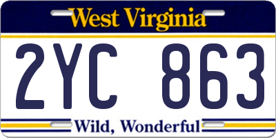 WV license plate 2YC863