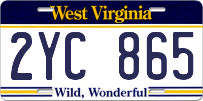 WV license plate 2YC865