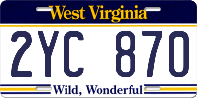 WV license plate 2YC870