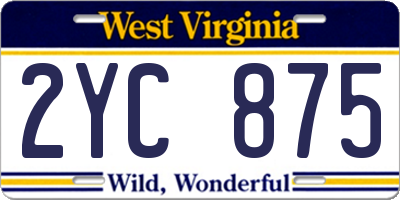 WV license plate 2YC875