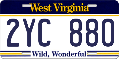 WV license plate 2YC880
