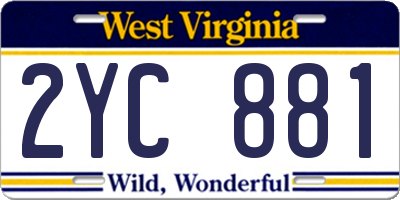 WV license plate 2YC881
