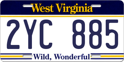 WV license plate 2YC885