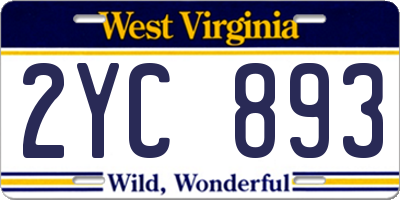 WV license plate 2YC893
