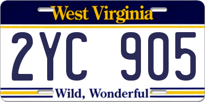 WV license plate 2YC905