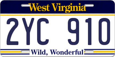 WV license plate 2YC910