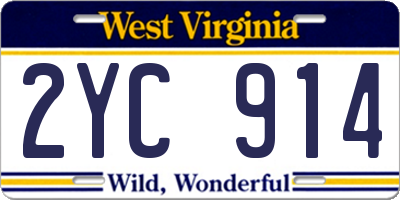 WV license plate 2YC914