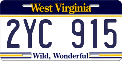 WV license plate 2YC915