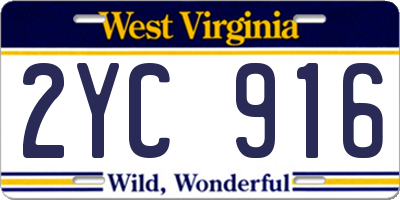 WV license plate 2YC916