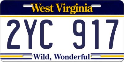 WV license plate 2YC917