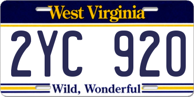WV license plate 2YC920