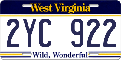 WV license plate 2YC922
