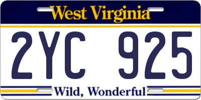 WV license plate 2YC925