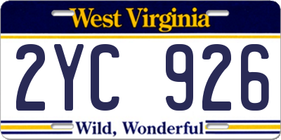 WV license plate 2YC926