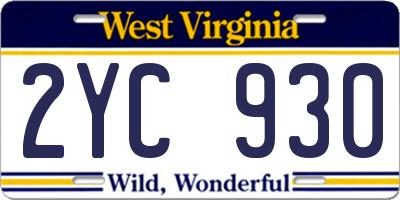 WV license plate 2YC930