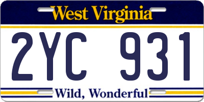 WV license plate 2YC931