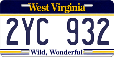 WV license plate 2YC932