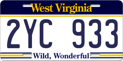WV license plate 2YC933