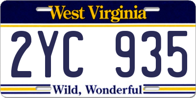 WV license plate 2YC935