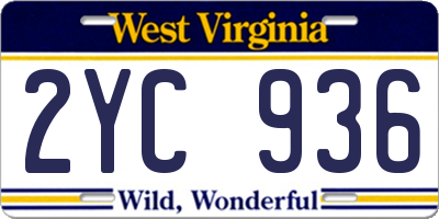 WV license plate 2YC936
